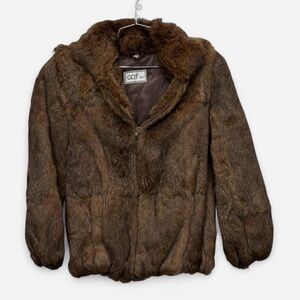 Vintage gdt too brown fur jacket womens small